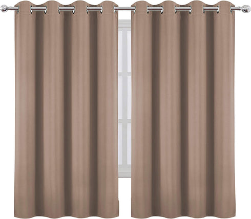 LEMOMO Cappuccino Blackout Curtains 52 x 63 Inch Length/Set of 2 Curtain Panels/Thermal Insulated Room Darkening Blackout Curtains for Bedroom