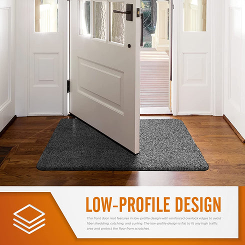 Delxo 24 x 36 Grey Door Mat, Absorbs Mud & Water Entryway Rug, No Odor Anti-Slip Rubber Back Low-Profile Welcome Front Door Mat Indoor, Large Cotton Shoe Scraper Pet Mat Machine Washable