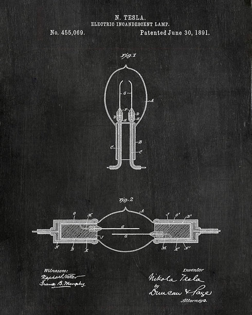 Nikola Tesla Wall Art Patent Prints (8"x10") Set of 6 - Engineer Gifts - Geek Home Decor