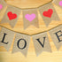 Valentines Day Decorations, Burlap Love Banner with Heart Garland Valentine's Day Banner for Wedding Anniversary Engagement Decorations, No DIY