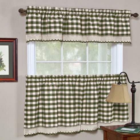 Achim Home Furnishings Valance Buffalo Check Window Curtain, 58 in x 14 in, Sage & Ivory