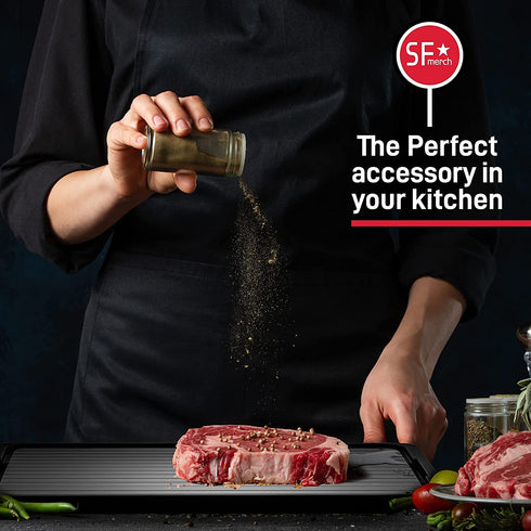 Aluminum Defrosting Drip Tray 14 x 8 In. with Net Cover and Apron, for Rapid Thawing of Frozen Meat - Premium Thawing Plate to Efficiently Defrost Frozen Food by SFmerch