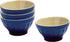 Small Stoneware Bowls Set, 4 Packs, Ice Cream Bowls, Dessert, Dip and Prep Bowls, 6 Ounces 170ml, Imperial Blue/Cream