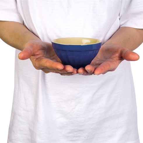 Small Stoneware Bowls Set, 4 Packs, Ice Cream Bowls, Dessert, Dip and Prep Bowls, 6 Ounces 170ml, Imperial Blue/Cream