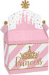 Big Dot of Happiness Little Princess Crown - Treat Box Party Favors - Pink and Gold Princess Baby Shower or Birthday Party Goodie Gable Boxes - Set of 12