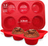 Walfos Silicone Texas Muffin Pan Set- 6 Cup Jumbo Silicone Cupcake Pan, Non-Stick Silicone, Just PoP Out! Perfect for Egg Muffin, Big Cupcake - BPA Free and Dishwasher Safe, Set of 2