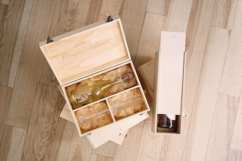 Twine, Single Bottle Wooden Decorative Wine Box with Lid, Great for Wine Accessory Sets, Exposed Wood Grain