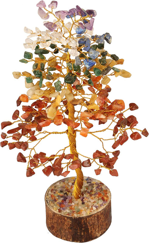 7 Chakra Crystal Tree for Positive Energy - Stone Bonsai Tree - Premium Meditation Decor - Reiki Chakra Tree - Spiritual Gift - Home Decor - Healing Crystals Office Table Decor Gift 10 Inch