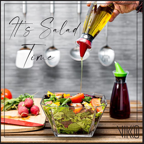 Vikko 64.25 Ounce Glass Serving Bowl | Beautiful Geometric Squared Shape, Made from Thick, Durable Glass, Great for Salads, Dessert, Fruit, and More, Microwave and Dishwasher Safe