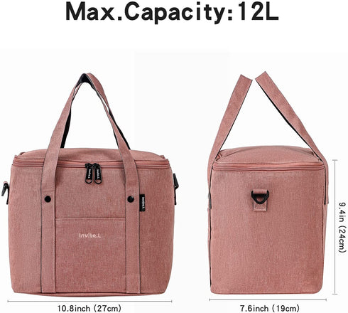 Forems Insulated Lunch Bag For Men/Women ,Reusable Large Adult/Kids Lunch Cooler Box Tote Shoulder Strap For Work Office Picnic Beach Travel Food (Pink)