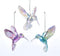 Kurt Adler 3 Assorted Acrylic Iridescent Purple, Blue and Clear Hummingbird Christmas Ornaments