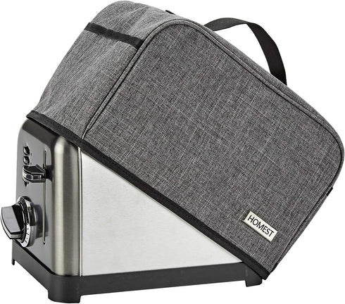 HOMEST Toaster Dust Cover with Pockets Compatible with Cuisinart 2 Slice Toaster, Can Hold Jam Spreader Knife & Toaster Tongs, Dust and Fingerprint Protection, Grey