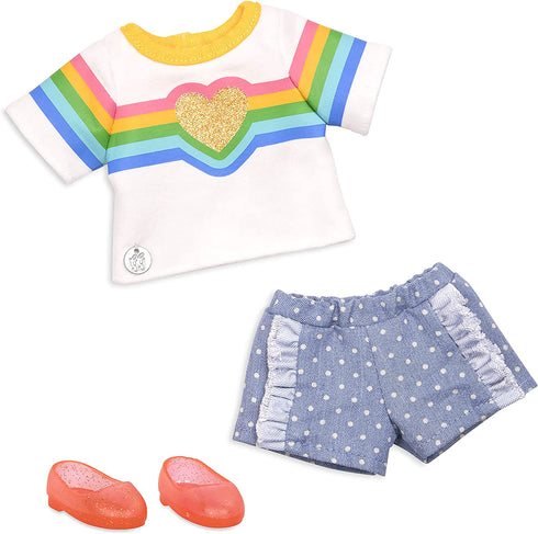 Glitter Girls – A Rainbow to Your Heart Fashion Outfit – 14-inch Doll Clothes and Accessories for Kids Ages 3 and Up – Children’s Toys