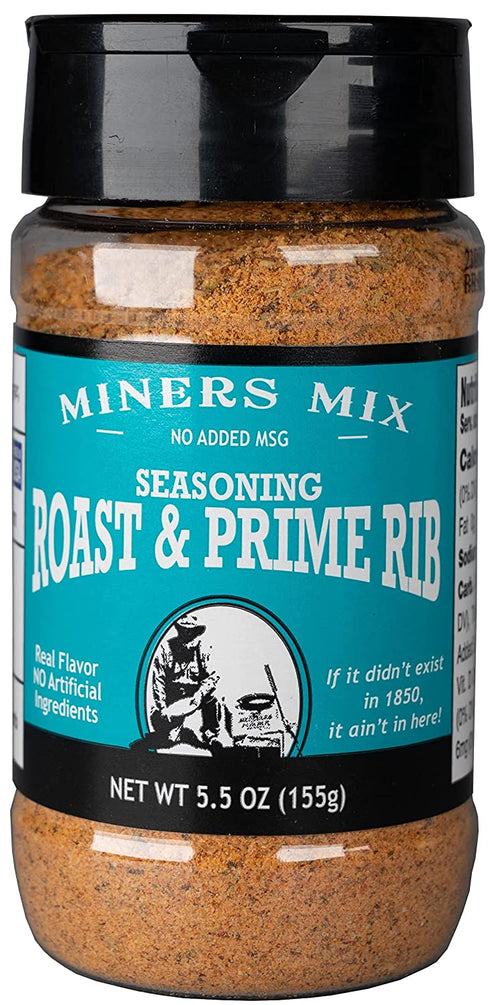 Miners Mix Roast and Prime Rib Herbed Seasoning Dry Rub - Rosemary, Garlic, Black Pepper, Oregano, and Thyme for the Perfect Crust on Beef, Pork, Lamb or Rotisserie Chicken. Low Salt, No MSG. 5.5 oz