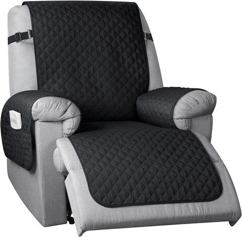 TAOCOCO Non-Slip Recliner Chair Cover Sofa Slipcover, Pet Cover for Small Recliner Chair with Elastic Straps, Washable Reclining Chair Cover Recliner Furniture Protector (23'' Small, Black)