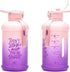 H2O Capsule INSPO Half Gallon Water Bottle with Time Marker and Straw Motivational Hydration Tracker Jug for Daily Intake Big BPA-Free FoodSafe Leakproof Drinking Bottle Handle & Strap, Purple Peach