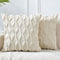 LHKIS Throw Pillow Covers 18x18, Beige Decorative Boho Pillow Case Cushion Cover with Velvet Luxury Soft Plush Short Wool for Couch Sofa Bedroom Car, Set of 2