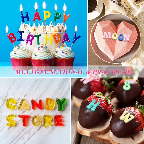 4 Pieces Valentine's Day Diamond Heart Mold Silicone Letter Alphabet Fondant Chocolates Molds, 8.7 Inch Silicone Breakable Heart Mold and 4 Pieces Wooden Hammers for Baking Chocolate