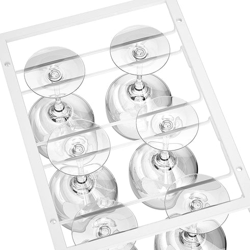 LACAFA Wine Glass Holder - Under Cabinet Stemware Rack in Home, Bar Kitchen Organization with 3 Rows Wine Glass Rack Hanger Storage Metal Organizer for Under Shelf Hanging (White)