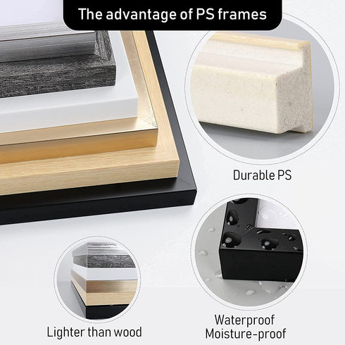 ArtbyHannah 5x7 Inch 2 Pack Modern Champagne Gold Picture Frame Sets for TableTop Display or Wall Mounting,Photo Frames for Wedding or Home Decoration