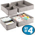 mDesign Soft Fabric Dresser Drawer and Closet Storage Organizer Set for Child/Kids Room, Nursery, Playroom, Bedroom - Rectangular Organizer Bins with Textured Print - Set of 4 - Linen/Tan