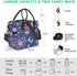 KIPBELIF Insulated Lunch Bags for Women - Large Tote Adult Lunch Box for Women with Shoulder Strap, Side Pockets and Water Bottle Holder, Blue Pink Flower, Normal Size