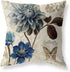 Set of 4 Farmhouse Blue Flower Throw Pillow Covers 18x18 Inch Orchid Butterfly Cotton Linen Floral Cushion Case Outdoor Sofa Throw Pillows Cover for Couch Living Room Bed Indoors Home Decor