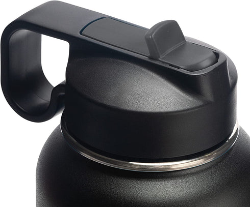 Thermoflask Double Stainless Steel Insulated Water Bottle with Two Lids, 40 Ounce, Black