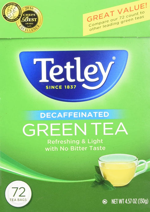 Tetley Green Tea, Decaffeinated ? 72 bags, 4.57 oz box