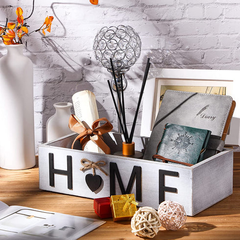 Bathroom Decor Box Toilet Paper Storage Box Bathroom Wood Tank with Home Sign Rustic Paper Holder Box Decor for Farmhouse Home Kitchen Bathroom Countertop Decor (White)