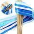 40 Pieces Mix Color Ribbon Wands Sticks with Bell Fairy Stick Party Streamers for Wedding Party (White, Blue, Light Blue)