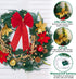 FUNARTY 22 Inches Christmas Wreath with Lights Poinsettia Golden Berries and Bowknot for Front Door Winter Christmas Indoor Outdoor Holiday Decor