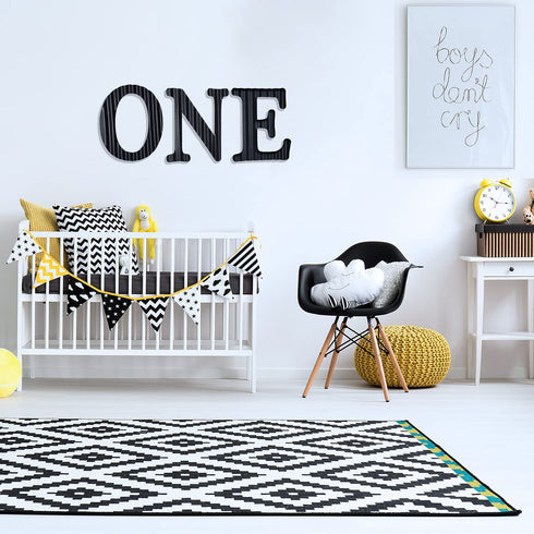 13.7" Metal Letters for Wall Decor, Corrugated Black Large 3D Letters, Decorative Farmhouse Hanging Alphabet Signs for Home Bedroom Office Wedding Party (H)