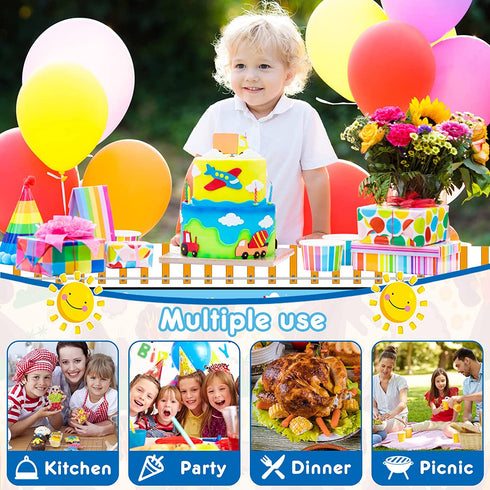 3 Pieces Train Plastic Tablecloths Train Birthday Party Supplies Train Party boy Tablecovers Train Party Decorations 51 x 87 Inch (3 Pieces)