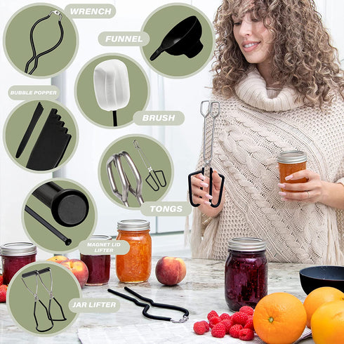 Canning Kit | Canning Supplies Starter Kit | 7 Piece Home Canning Kit | Canning Tools Included: Canning Tongs, Bubble Popper, Jar Lifter, Canning Funnel, Magnetic Lid Lifter, Jar Brush, Jar Wrench