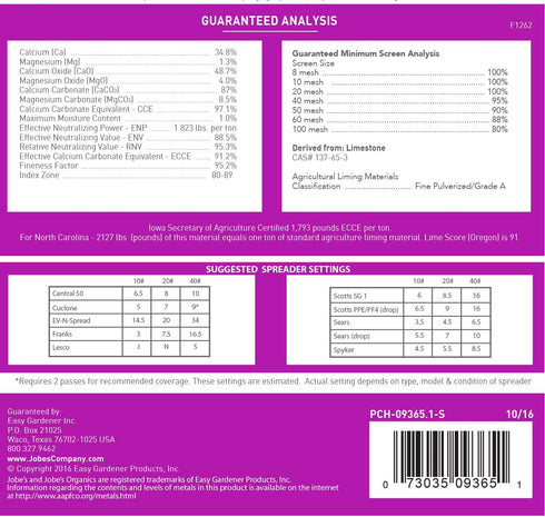 Jobe's 09365 Additive De-Acidifier, 6 lb, Lime Soil