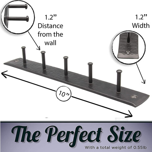 Wrought Iron Key Holder for The Wall Hooks Rack for Hat, Towel, Leash, Jewelry and Keys, Wall Hangers with Anchors and Screws Rustic, Sturdy, Easy-to-Install Farmhouse Wall Decor, 10x1.2x1.2 in.