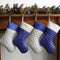 Ivenf Christmas Stockings, 4 Pcs 18 inches Blue Silver Faux Silk Quilted Thick Luxury Stockings, for Family Holiday Xmas Fireplace Decorations