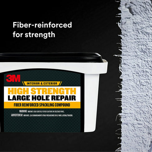 3M High Strength Large Hole Repair Kit with 12 fl. oz Compound, Self-Adhesive Back Plate, Putty Knife and Sanding Pad
