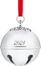 Klikel Sleigh Bell 2021 Ornament - Silver Christmas Ornament 2021 - Bell Ornament for Christmas Tree - with Red Ribbon and Gift Box - Shiny Christmas Bell Ornament Engraved 2021-7th Annual Edition