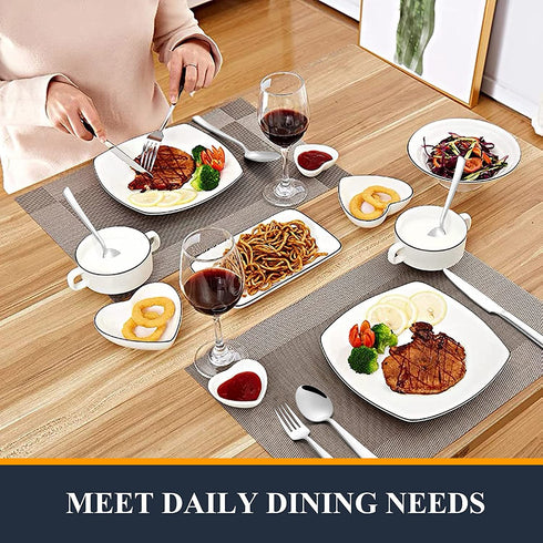 24 Pieces Silverware Set with Steak Knives, Yoehka Durable Stainless Steel Flatware Cutlery Set, Service for 4, Kitchen Utensil Tableware Set for Home and Restaurant Mirror Polished & Dishwasher Safe
