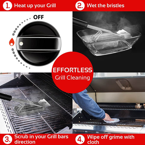 KP Grill Brush and Scraper Bristle Free 3 in 1 Safe Grill Cleaner DesignSmart Super Grip Handle for Effortless Grill Cleaning +Bonus Metal Hanger Best Grill Accessories Kit +3 Recipe eBooks