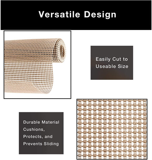 Smart Design Classic Grip Shelf Liner - 12 Inch x 60 Feet Total (Set of 6 Rolls) - Non Adhesive, Strong Grip Bottom, Easy Clean Kitchen Drawer, Cabinet, Cupboard Dresser Cover, Non Slip - Taupe
