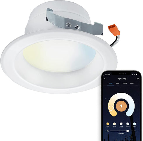Satco S11259 Starfish 4 Inch Retrofit WiFi Smart LED Recessed Downlight, Works with Siri, Alexa, Google Assistant, SmartThings, Tunable White, 700 Lumens