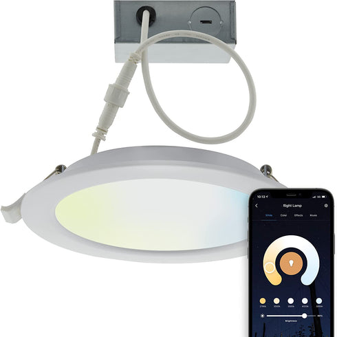 Satco S11262 Starfish 6 Inch Edge-Lit WiFi Smart LED Recessed Downlight, Works with Siri, Alexa, Google Assistant, SmartThings, Tunable White, 850 Lumens