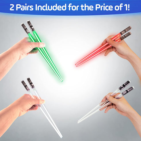 Chop Sabers Light Up LightSaber Chopsticks (4 Pairs, Red, Blue, Green, Purple)