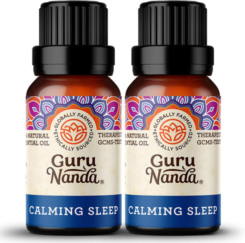 GuruNanda Calming Sleep Essential Oil (Pack of 2) - Ease Your Mind with Lavender and Other Soothing Oils, 100% Pure Therapeutic Aromatherapy Blend for Relaxing Bedtime (15ml x2)