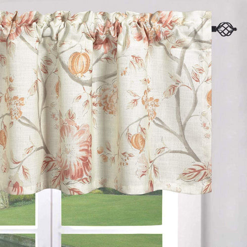 Leeva Kitchen Valances for Windows Dining Room Red Flowers, Watercolor Plant Pattern Rustic Design Thermal Insulated Curtains Valance for Living Room Bedroom, One Panel, 52x18
