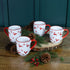Euro Ceramica Winterfest Collection 4 Piece Mug Set | Festive Ceramic Stoneware Holiday Mugs | 4 Christmas-Themed Cups | Hand-Stamped Holiday Design, Red & White Christmas Patterns,Large,WFT-1001-4-DS