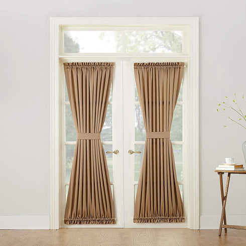 Sun Zero Barrow Energy Efficient Door Panel Curtain with Tie Back, 54" x 72", Taupe